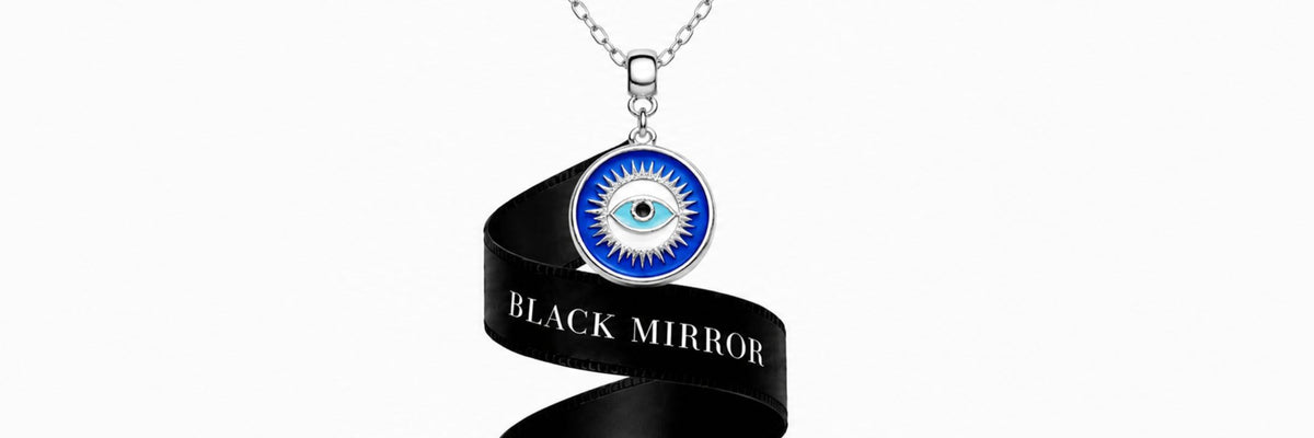 Colar Feminino Olho Grego Azul Banhado a Ouro Branco 24k