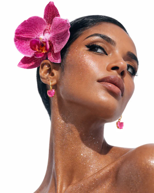 Brincos Coração Rosa da Ilha Rosivelle