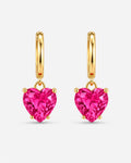 Brincos Coração Rosa Rosivelle com Zircônia Banhado a Ouro 24K