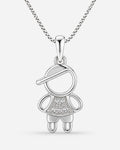 Colar Feminino Prata Menino Solitário da Lua em Prata 925