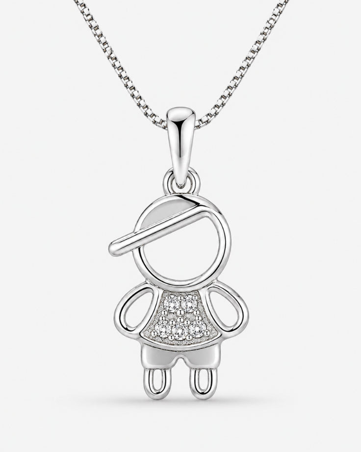 Colar Feminino Menino Solitário da Lua em Prata 925