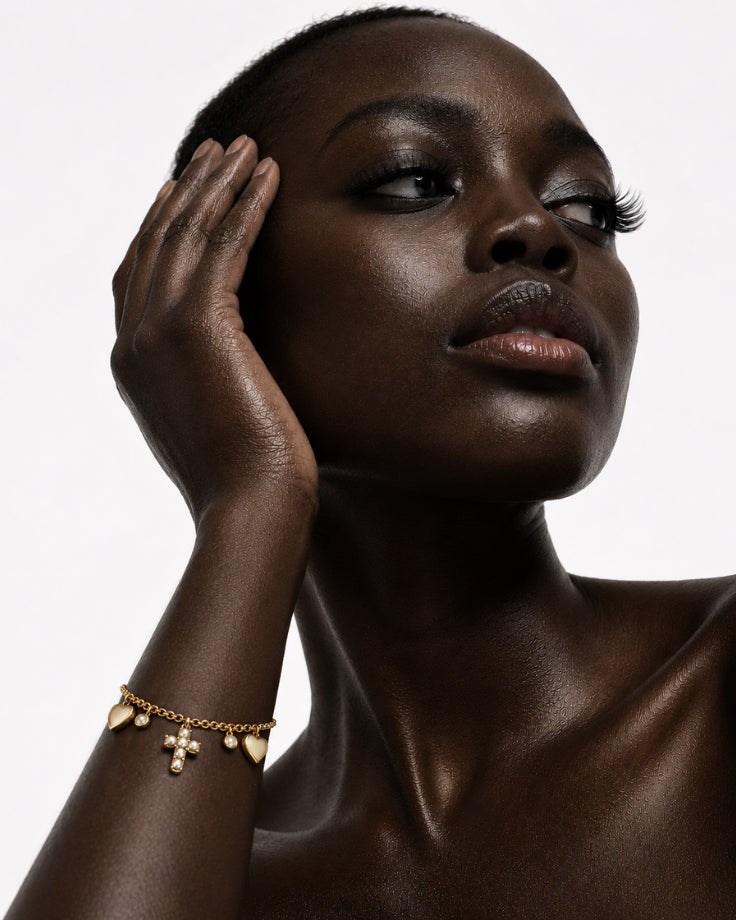 Pulseira Feminina Madre Pérola de Ilha Madagascar Banhada em ouro 24k