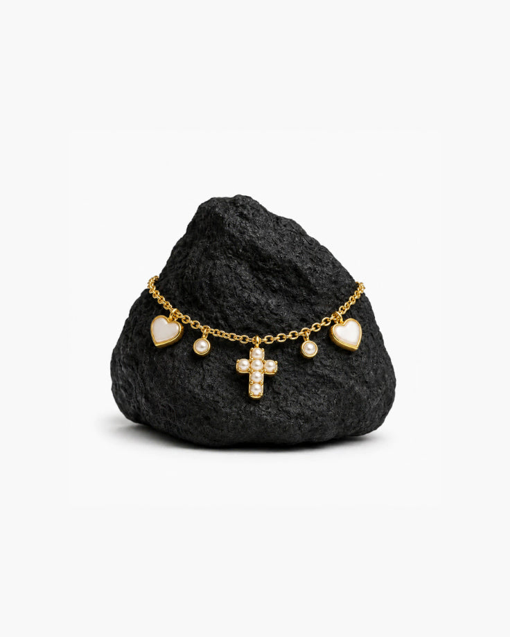 Pulseira Feminina Madre Pérola de Ilha Madagascar Banhada em ouro 24k