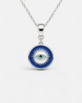 Colar Feminino Olho Grego Azul Banhado a Ouro Branco 24k